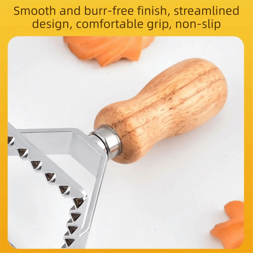 Wooden Handle Cookie Stamps Stainless Steel Square/Round/Heart/Star Cookie Cutters Multiple Shapes Manual Pastry Cutters