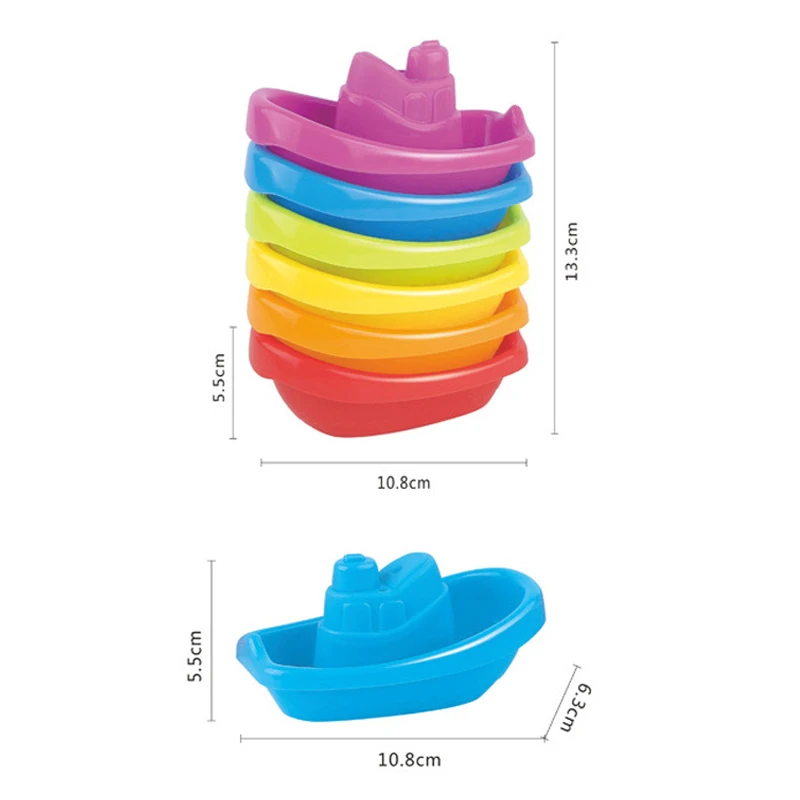 "Set di tazze galleggianti dai colori vivaci da 6 pezzi, giocattolo da bagnetto per bambini, barca impilabile, regalo per l'apprendimento precoce