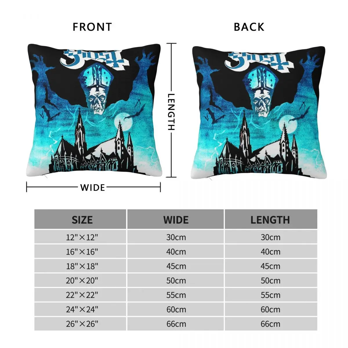 روك باند شبح الفرقة ساحة المخدة غطاء وسادة وسادة ديكور الراحة رمي وسادة لغرفة المعيشة المنزلية