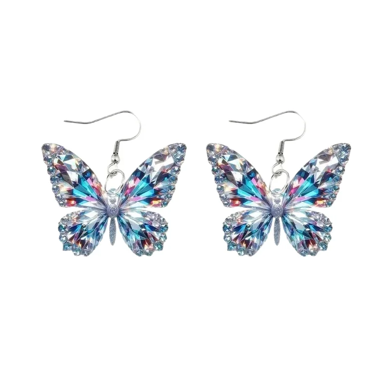 أقراط على شكل فراشة مسطحة من الأكريليك ثنائية الأبعاد، أقراط على شكل فراشة مطبوعة على الموضة مخصصة للسيدات، مناسبة للفصول الأربعة