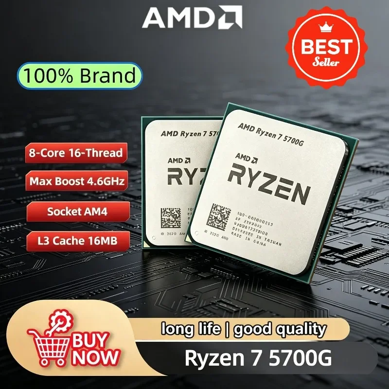 Procesador AMD Ryzen 7 5700G 100% Nuevo, CPU AMD R7 5700G de 8 Núcleos a 4.6GHz, 16 Hilos, 16MB de Caché L3, Socket AM4