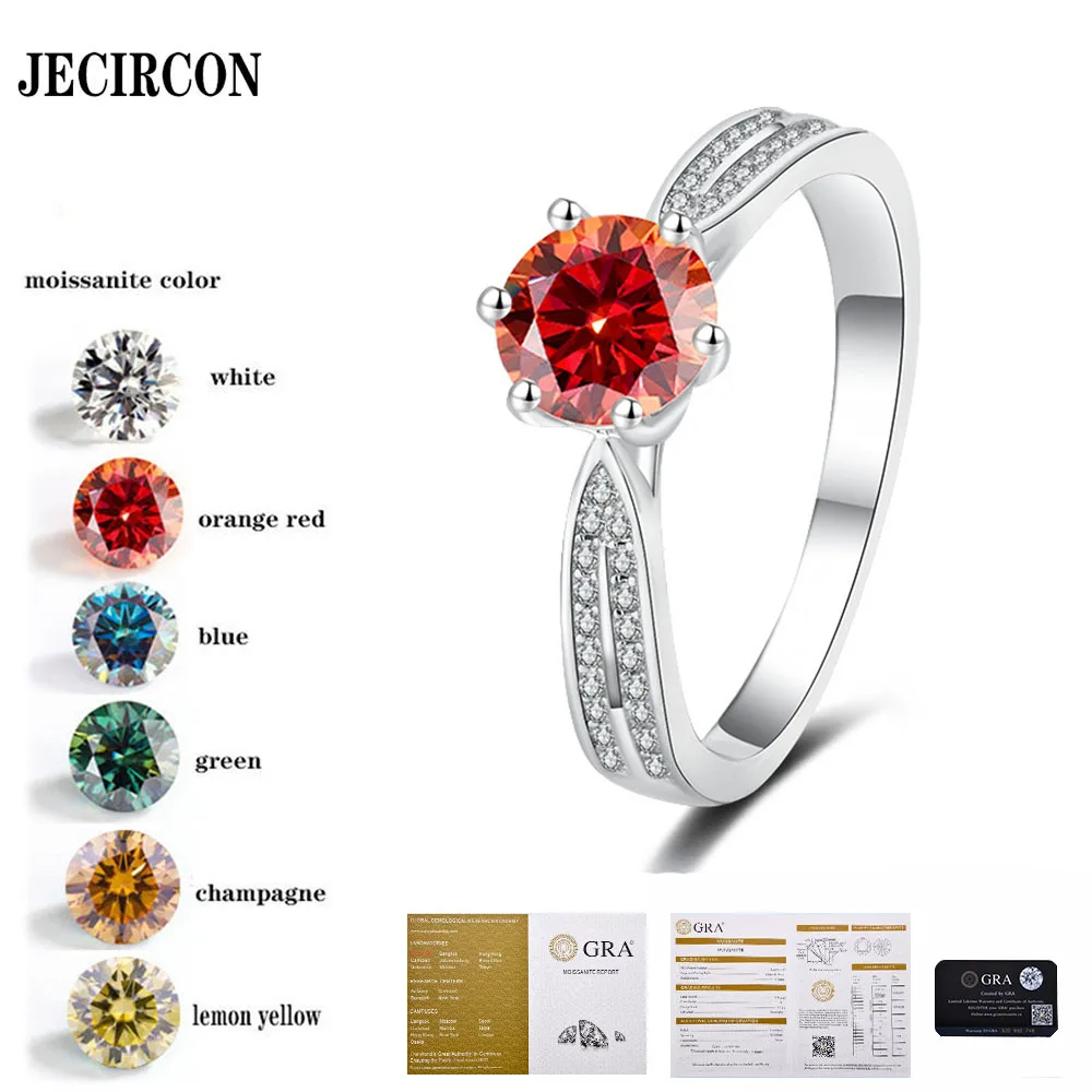 

JECIRCON Starlight Queen 3 Carat Moissanite Ring Classic 6-claw Simulation Diamond Wedding Ring 925 Sterling Silver Fine Jewelry