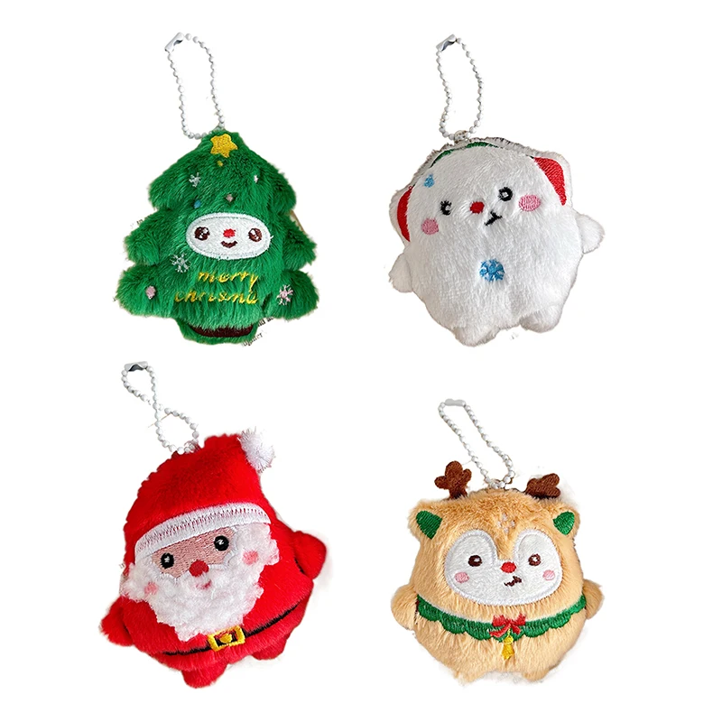 1PC New Cute Cartoon Creative Plush Pendant Kawaii Backpack Pendant Decor Santa Claus Elk Christmas Tree Keychain Accessories