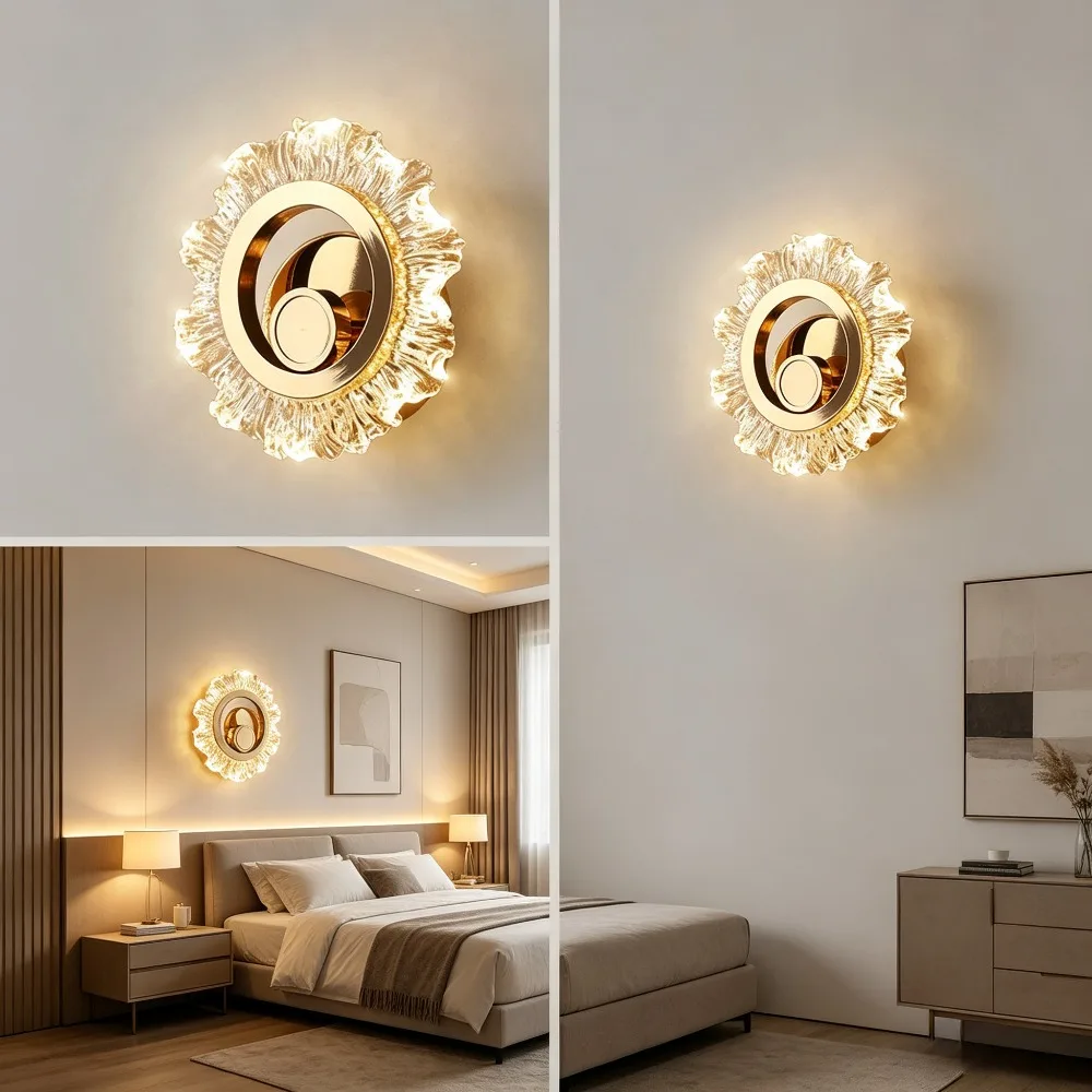 Light Luxury Bedroom Bedside Wall Lamp Nordic Living Room Hall Wall Lamp Simple 2026 New Staircase Hotel Crystal Wall Lamp