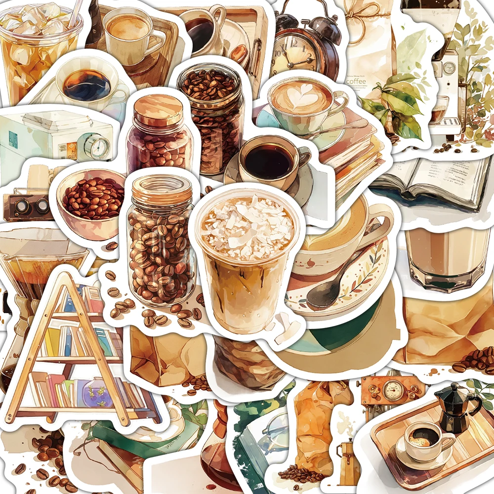 30PCS Vintage Kaffee Serie Pack Aufkleber Harajuku Geschenke Scrapbooking DIY Kreative Papier Wasserdicht Skateboard Hause Lesen Stic
