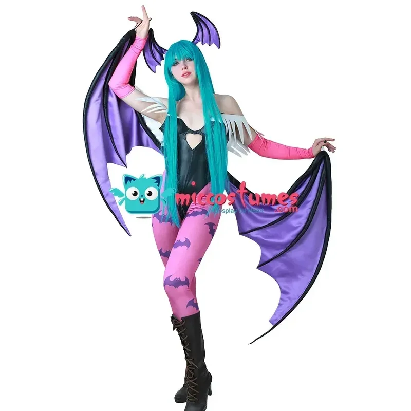 

Miccostumes Women's Game Heart Hollow Top Cosplay Costume With Wings Leggings