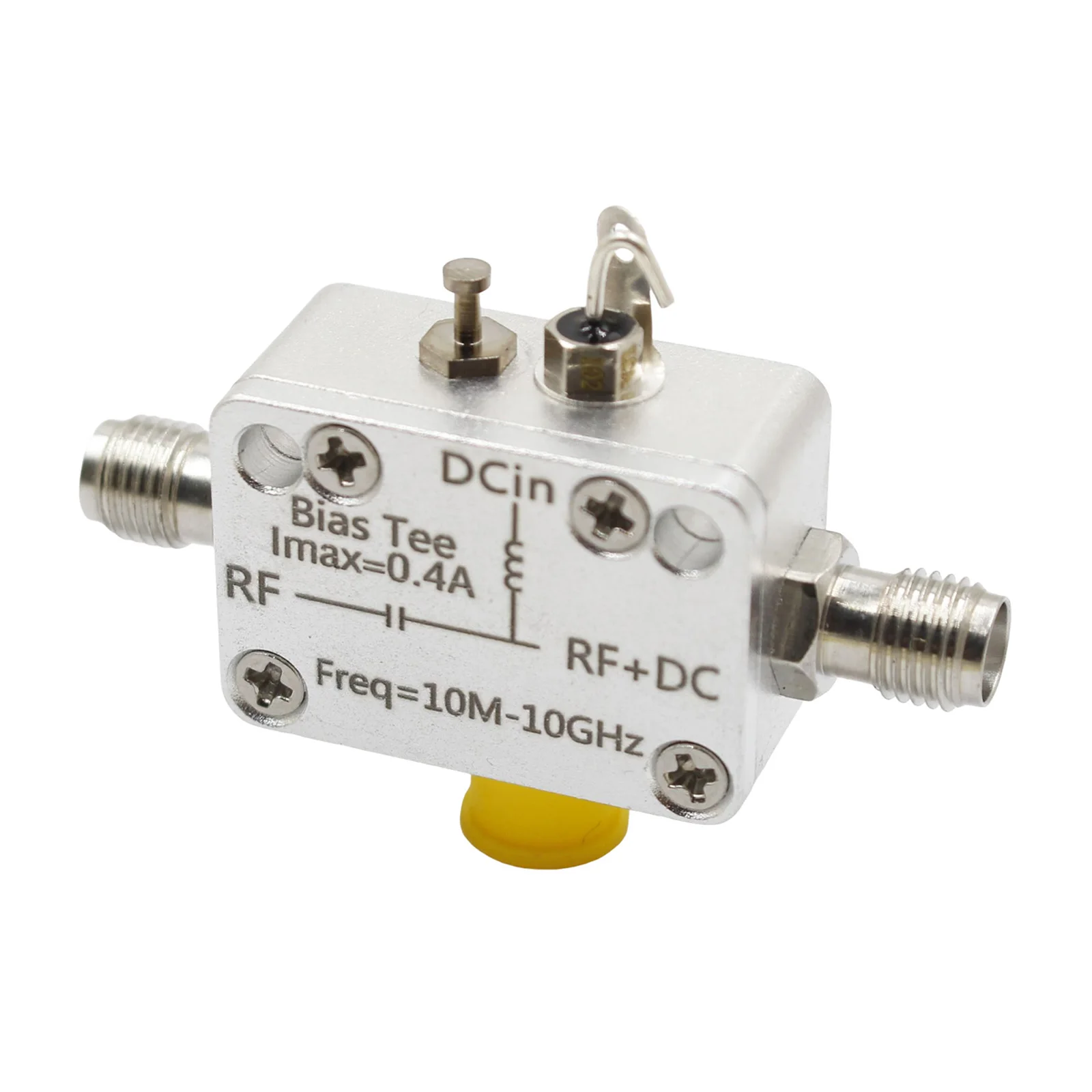 10MHz 10GHz Wideband Bias Tee RF DC Injector for SDR for Amateur Radio 50V 0.4A Compact Single-piece Packaging Easy to Use