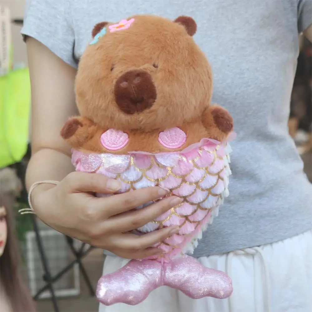 Kawaii habiller sirène Capybara Simulation dessin animé Capybara doux moelleux Capibara moelleux poupée cadeau d'anniversaire