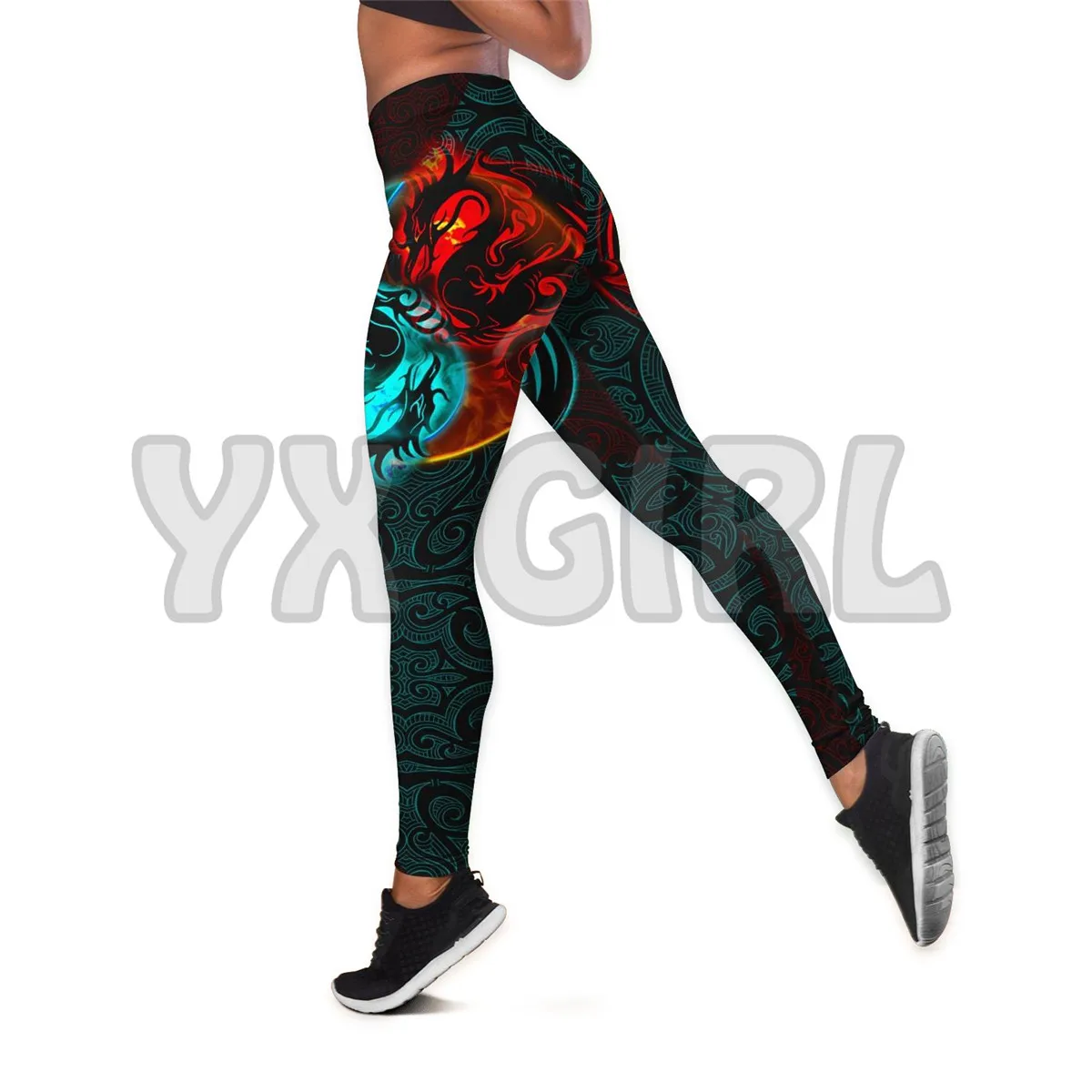 Bản Địa Lông Vũ 3D In Hình Bể + Quần Legging Combo Bộ Trang Phục Tập Yoga Quần Legging Nữ