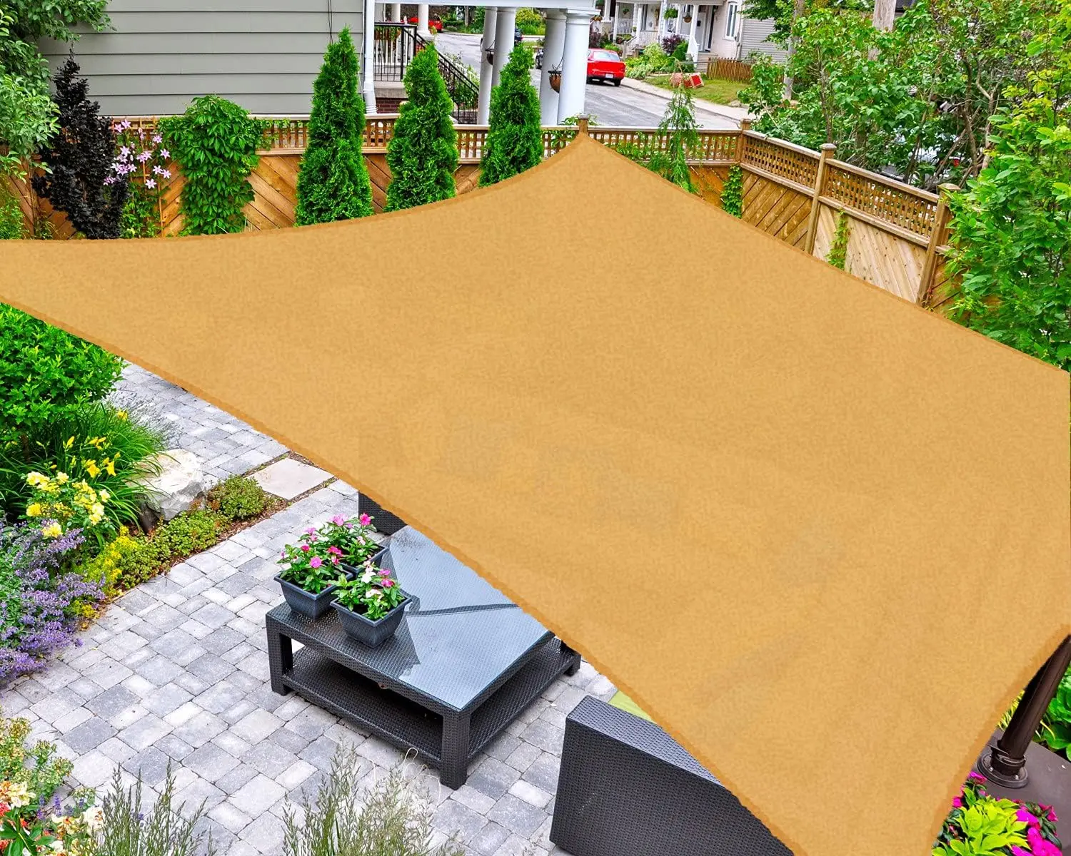 Sun Shade Sail Rectangle Sand UV Block Sunshade for Backyard Yard Deck Patio Garden Outdoor Activities and Facility