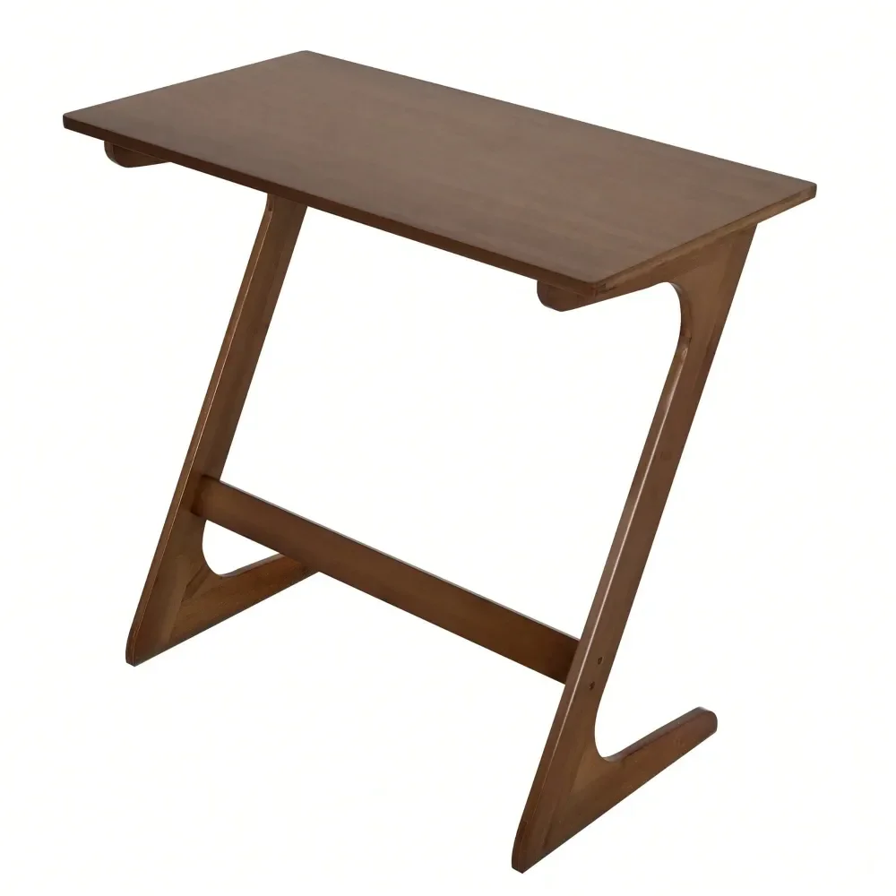 

Bamboo Sofa Side Table ZShaped Spacious Tabletop SpaceSaving TV Snack Tray Natural Brown