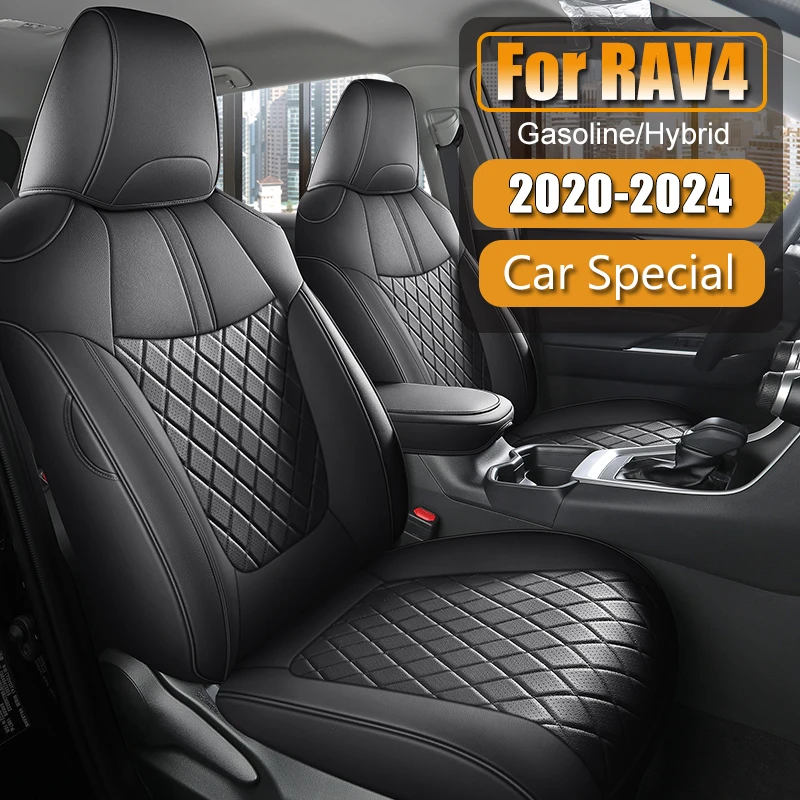 Full Surround Car Seat Cover For Toyota RAV4 2019- 2024 Waterproof Artificial Leather Protection Cushion interior Accessories