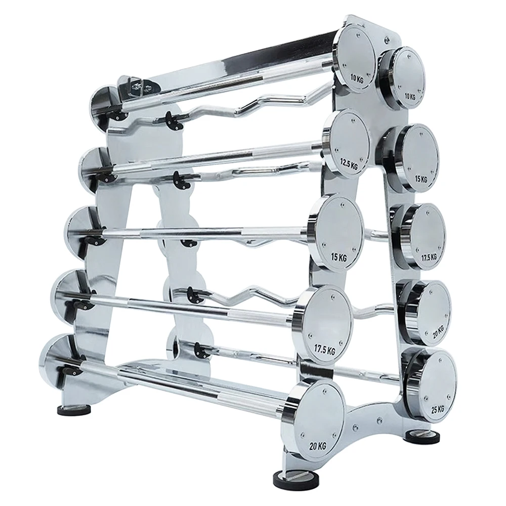 Fixed Barbell Dumbbell 10-50kg, Chrome Gym Rack, Straight and Curved Bar, Home Use, Free Weights, Plating Barbell Set