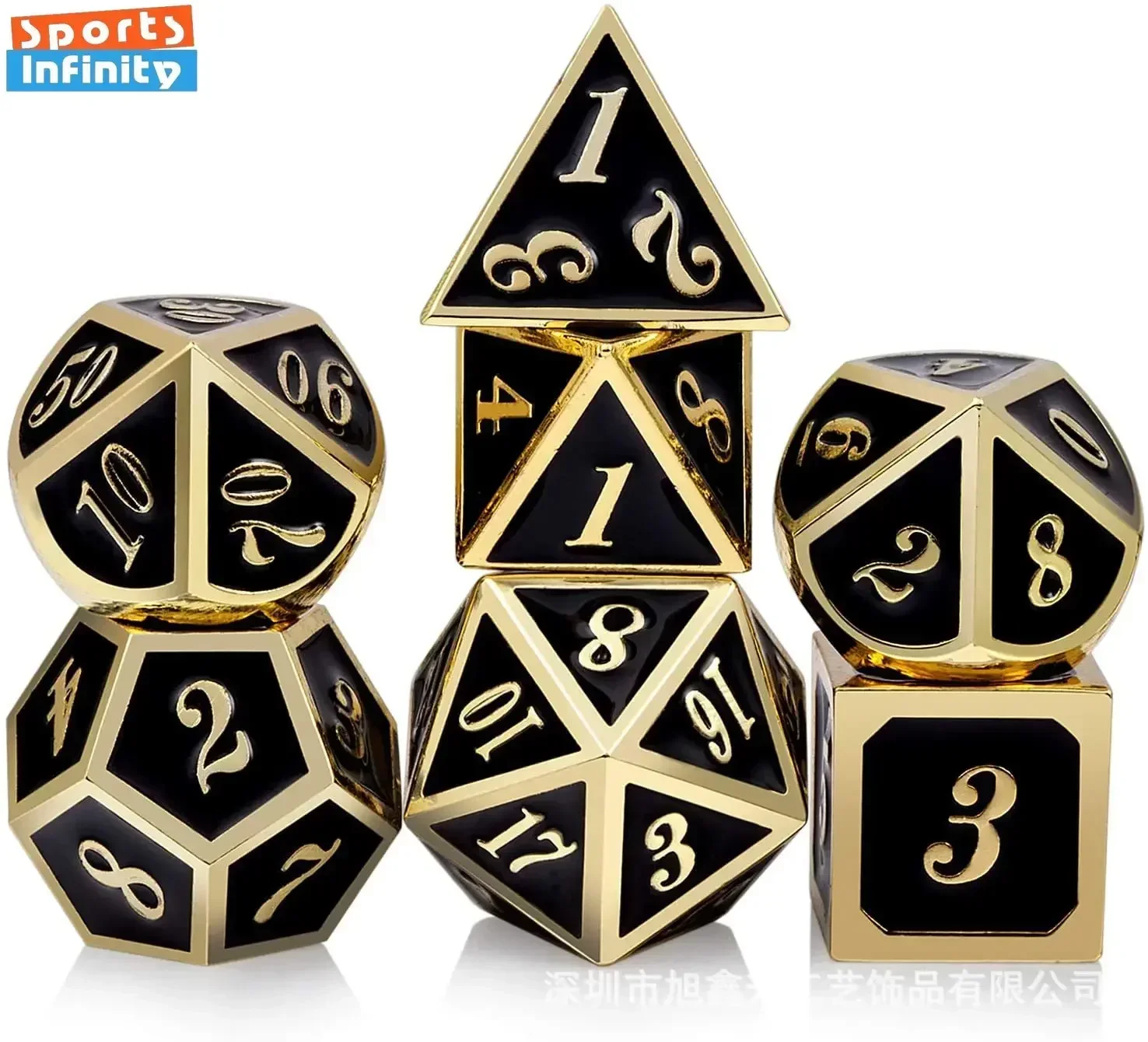 Kit de dés en métal pour jeu de société, dés COC, dés numérotés polyèdres, TRaf, petit-déjeuner, Cthulu Running Team, 7 pièces