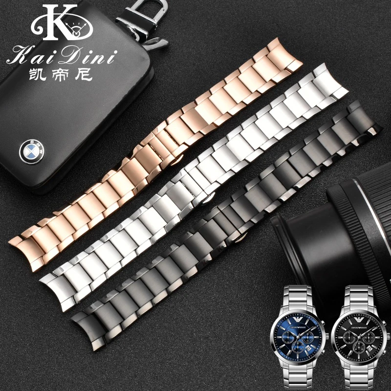 22MM For Armani AR2448 2447 2432 2433 2458 2434 2453 Solid Stainless Steel Watch Band Fashion Trend Strap  Accessories Bracelet