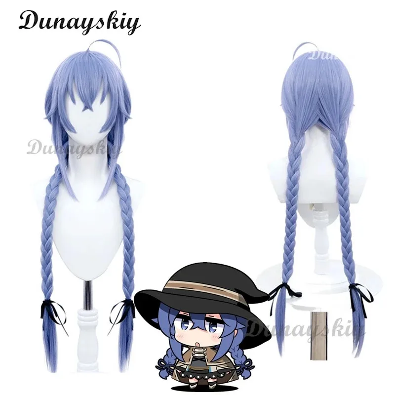 Mushoku Roxy Migurdia Cosplay peluca Anime Tensei reencarnación sin empleo luz índigo doble trenza pelo largo