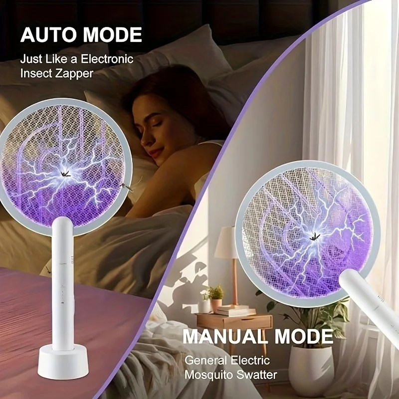 

PALONE Electric Fly Swatter 3000V Bug Zapper Racket 2 in 1 Fly Swatter with 1200mAh Battery Rechargeable Mosquito Killer Lamp