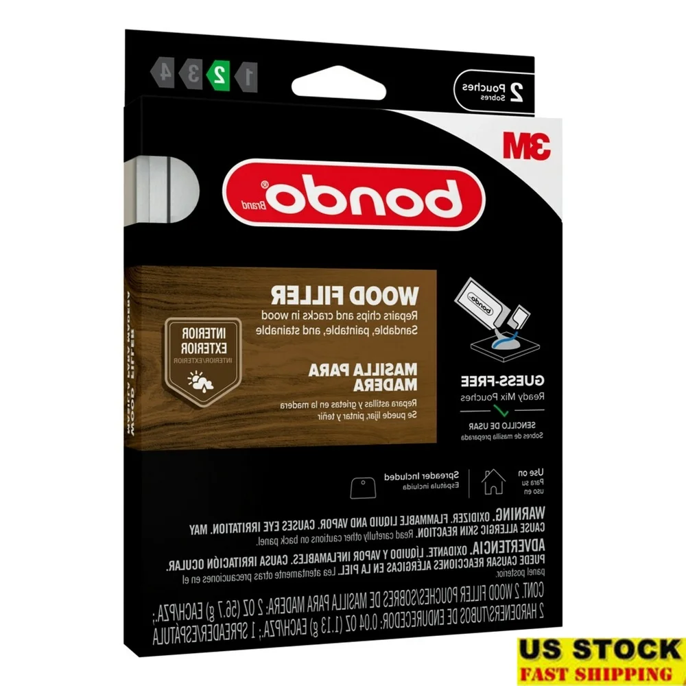 

Готовые пакеты для наполнителя по дереву, 2 унции, 2 упаковки, постоянные, водостойкие, не усадочные, быстроотверждаемые, пескоструйные, для внутреннего и наружного использования