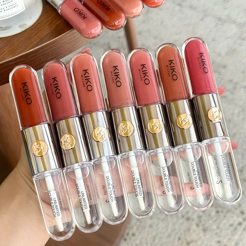New Kiko Double Headed Lipstick Transparent Mirror Lip Gloss 3D Mirror Lip Glaze Nourishing Glossy Full Lips Not Fading Makeup