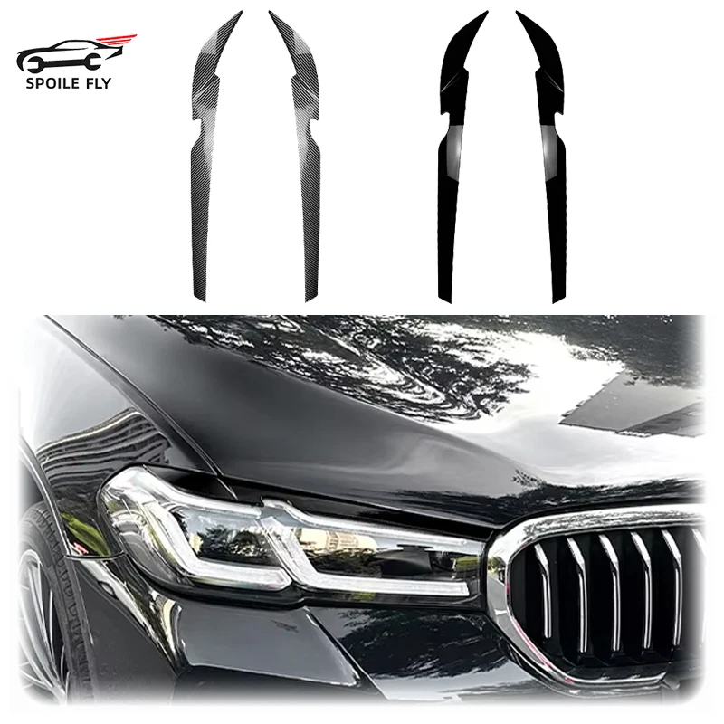 

2021 2022 2023 For Bmw 5 Series G30 G31 G38 530i 530d 530e M550i M550d Front Headlight Evil Eyebrows Eyelids Gloss Black ABS