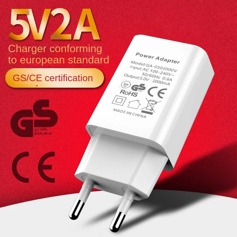 EU Plug 5V 2A Single USB Universal Mobile Phone Chargers Travel Power Charger Adapter GS/CE Charger for Samsung iPhone Xiaomi