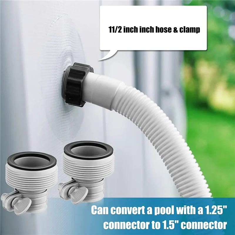 

2525+ 2 Pcs 1.5 Inches 59 Inches Long Above Ground Pool Replacement Hoses with 2 Hose Adapters for Pool Saltwater Systems