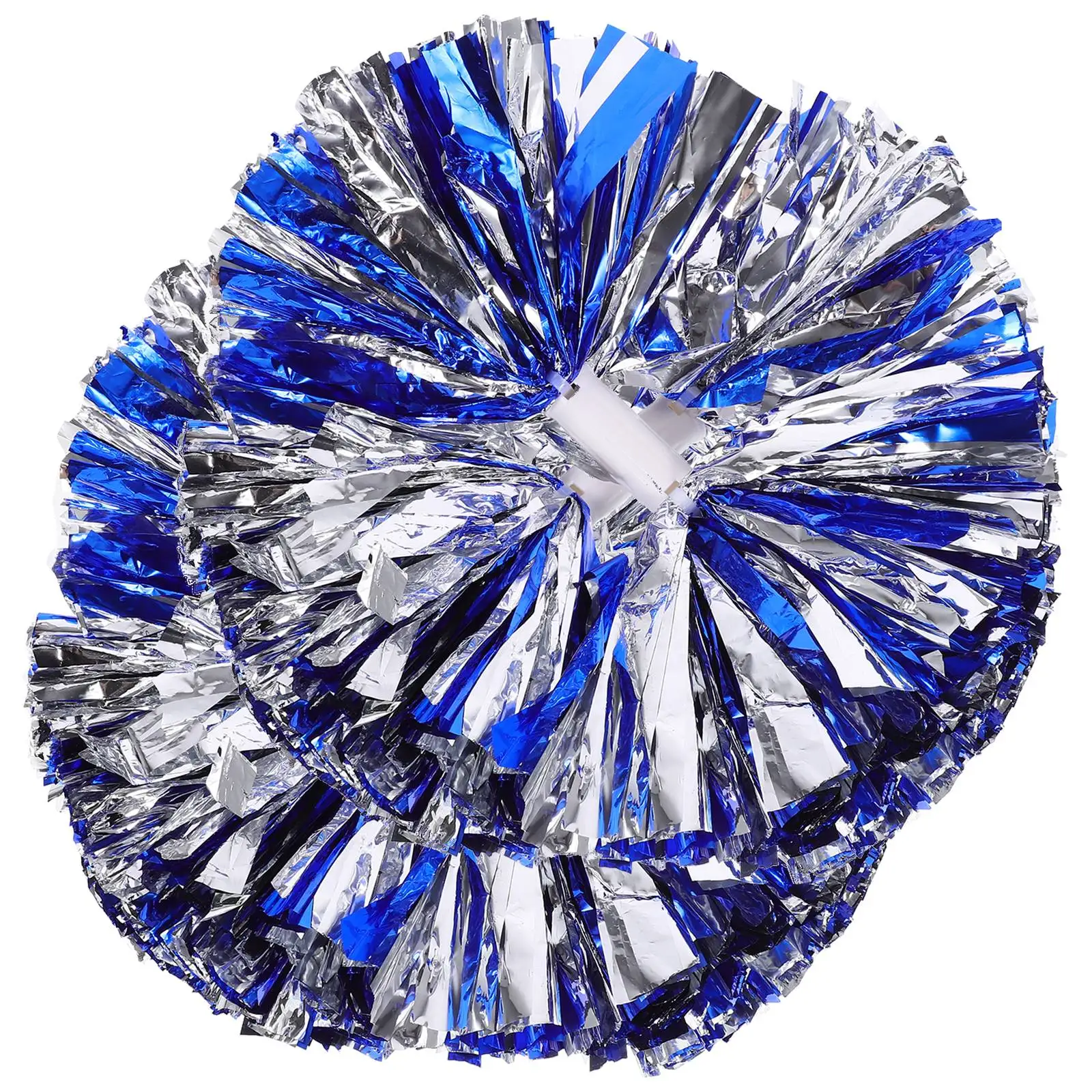 

4 Pcs Medium Handle Blue Silver Cheerleading Pom Poms Durable PE Material Sports Events Accessories Team cheering