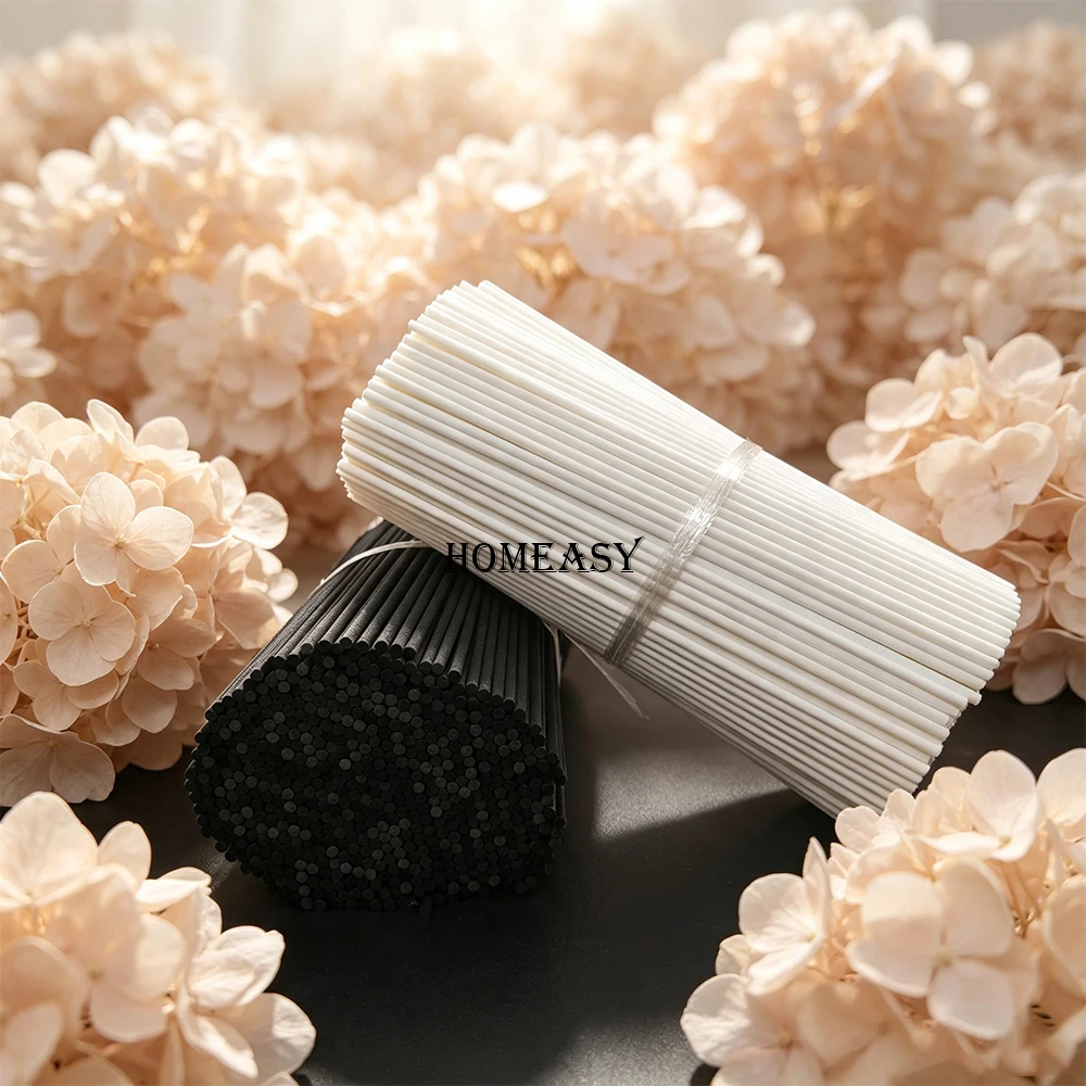 Home Fragrance Reed Diffuser Refill - 4mm 25cm Zwart-Wit Vezel Rietdiffuser Navulstokjes,
