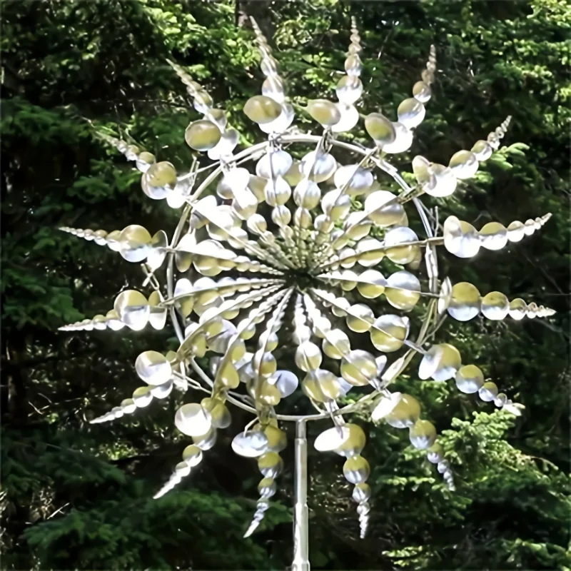 Unique and Magical Metal Windmill 3D Wind Powered Kinetic Sculpture Lawn Metal Wind Solar Spinners Yard and Garden Decor