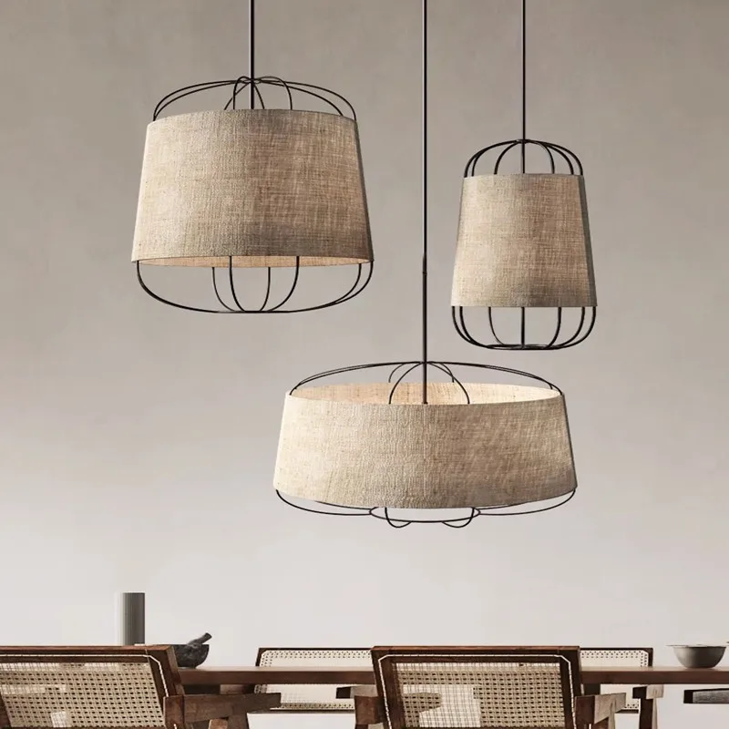 Modern Minimalist Fabric Pendant Lamp, Creative Traditional Lampshade for Home, Hotel