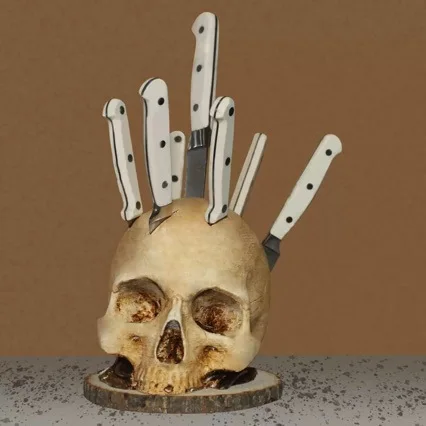 2026 New Cool Designable Home Creative Knife Holder Halloween Horror Atmosphere Desktop Decor Ornament