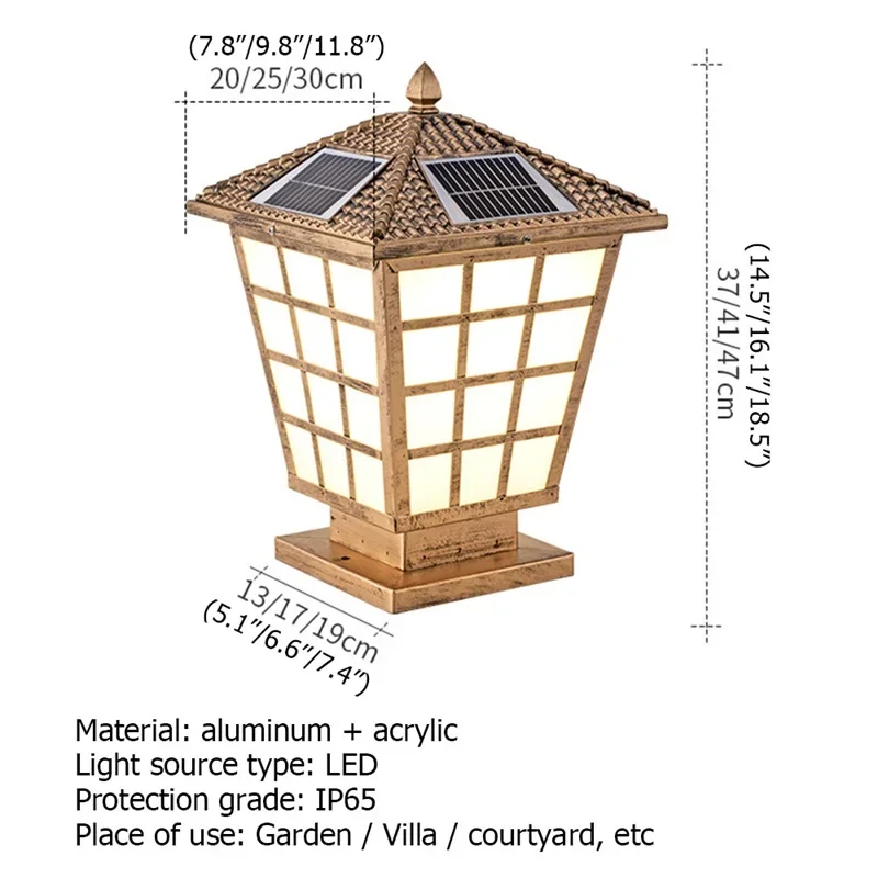 Kerwin clássico solar moderno luz de parede led à prova dip65 água ip65 pilar poste luminárias para casa jardim