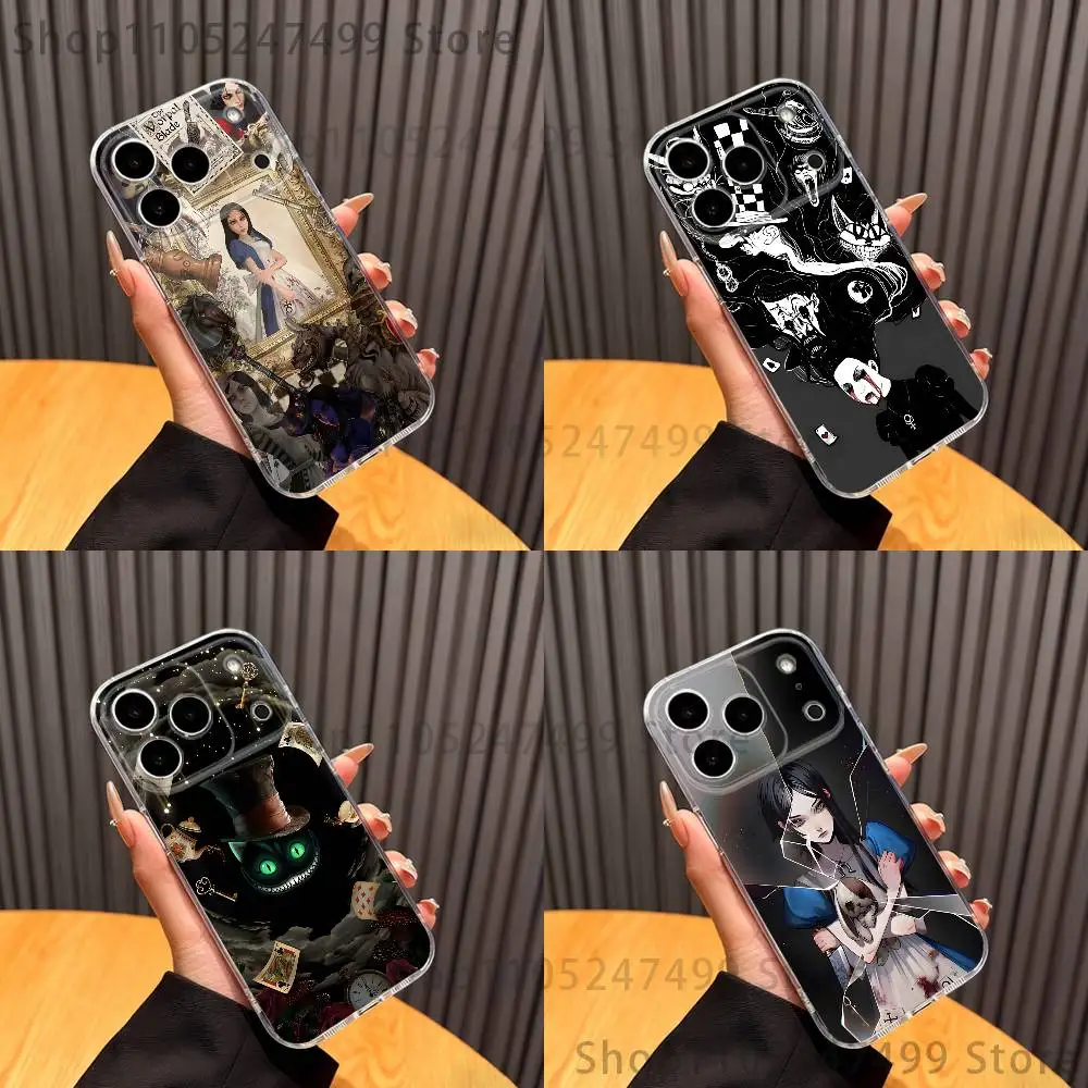 Чехол для телефона A-Alice M-Madness Returns iPhone17 16, 15, 14, 13, 12, 11 Pro Max Plus, мини-прозрачная полная задняя крышка, силиконовый мягкий чехол