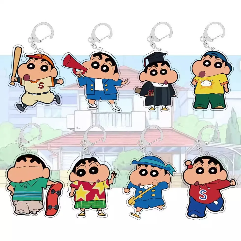 Crayon Shin Chan Acrylic Keychain Cute Cartoon Figure Display Couple Pendant Creative Accessories For Students Bags Key Ring