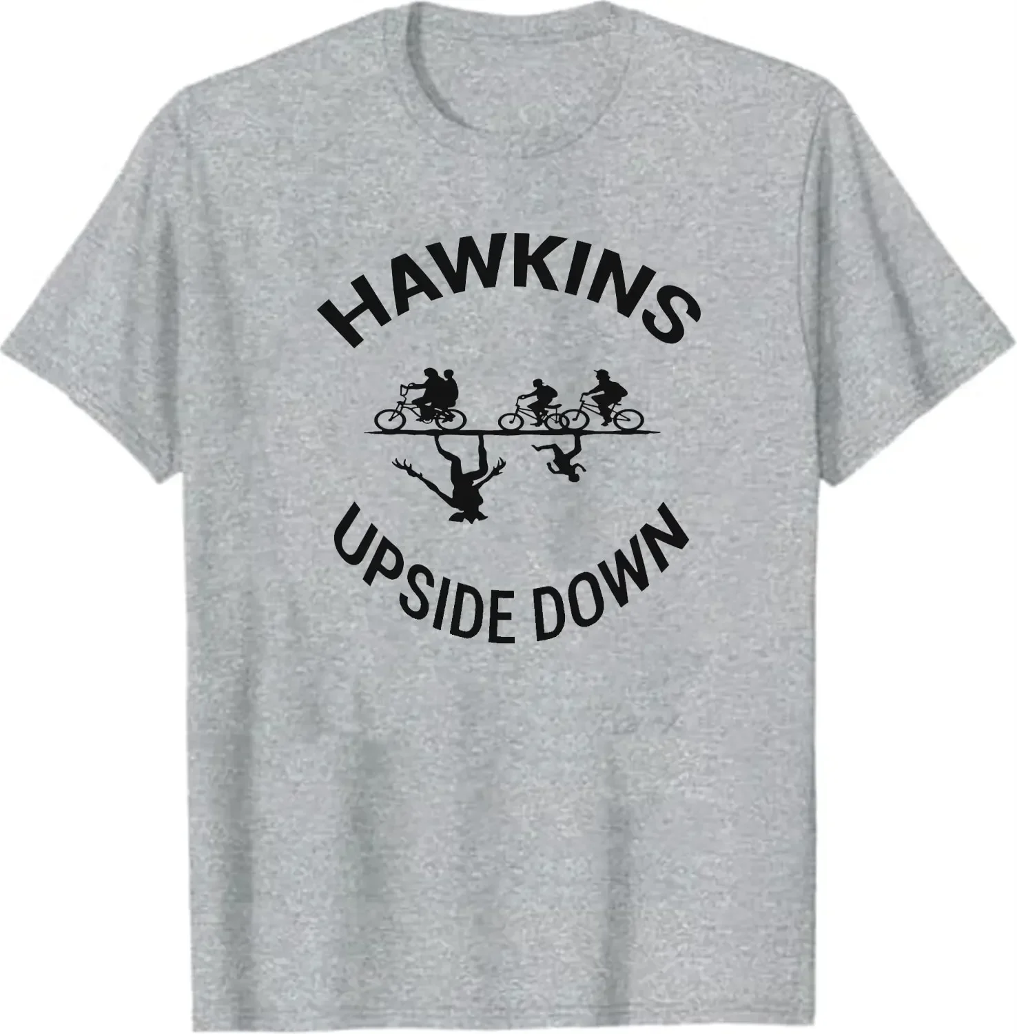 HAWKINS رأسا على عقب مضحك قميص رجالي الجرافيك تي شيرت خمر قميص الصيف القطن تنفس قصيرة الأكمام بلوزات مستديرة العنق الشارع الشهير