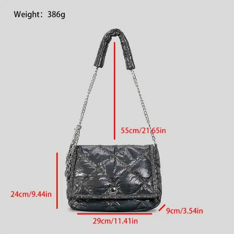 Fashion Lingge Quilted Women Shoulder Bags Designer Padded Chains Crossbody Bag Nylon Puffy Small Flap Pillow Female Purses 2023