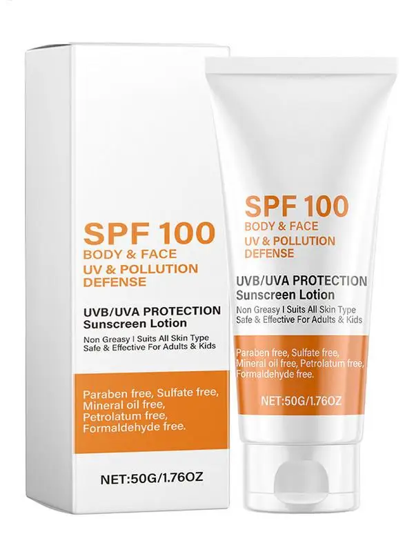 Protector solar SPF 100 Crema solar brillante resistente al agua con protección UVA/UVB Protector solar facial 50 g para playa Verano Senderismo al aire libre Diario