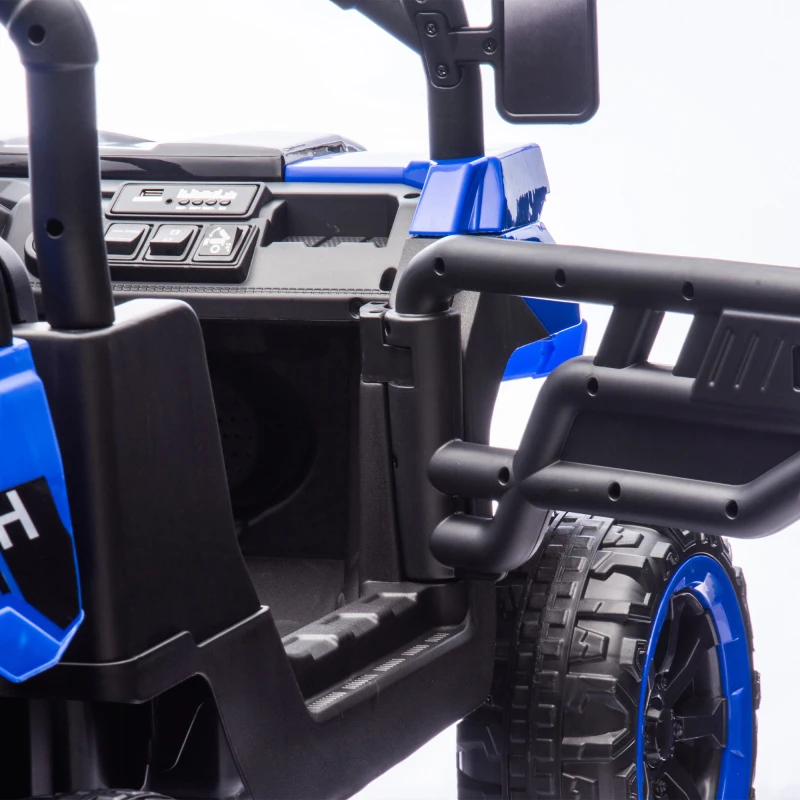 Dwuosobowy elektryczny ciężarówka z wywrotką dla dzieci 24V z kontrolą rodzicielską, napędem na cztery koła, sześciokierunkowym zawieszeniem i łopatą.