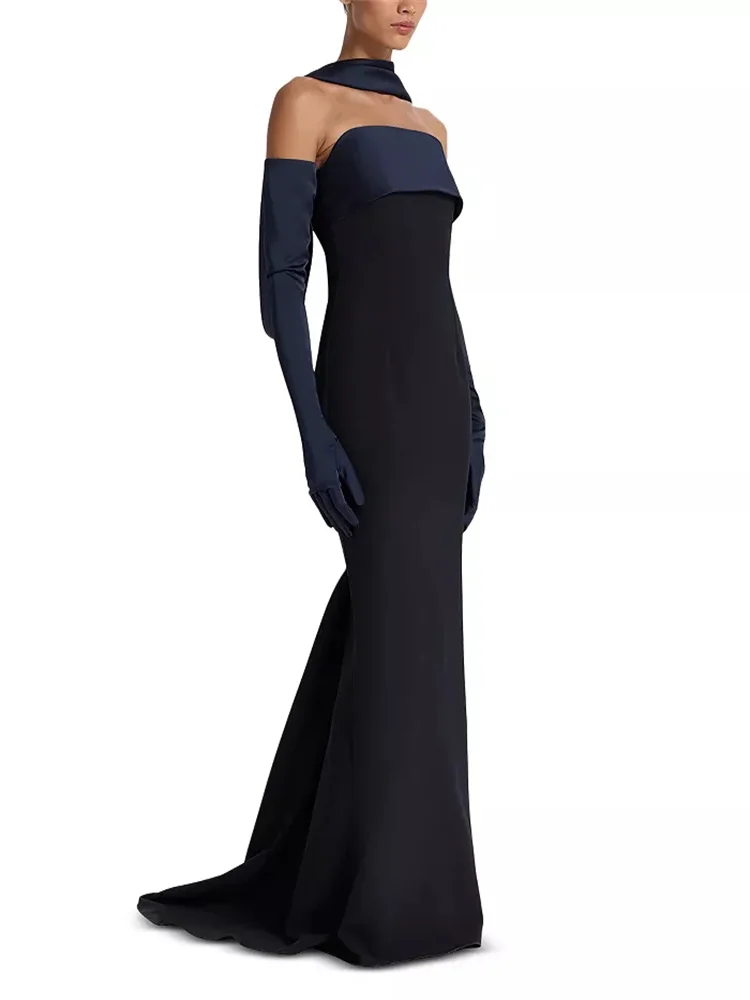 New Arrival Strapless Neckline Sleeveless Trumpet Evening Dress Open Back Zipper Floor Length Fishtail Hem Gown For Women 2024