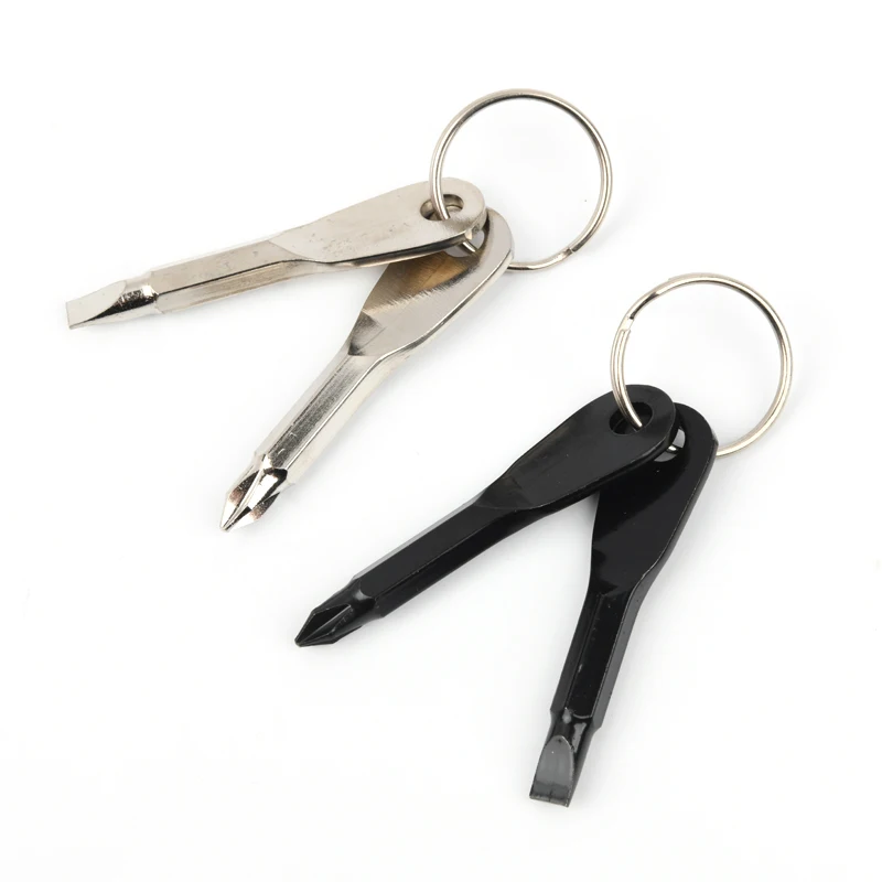 Portable Phillips Slotted Screwdriver Key Ring Keyring Outdoor Multi Mini Pocket Repair Tool Gadget Screw Driver