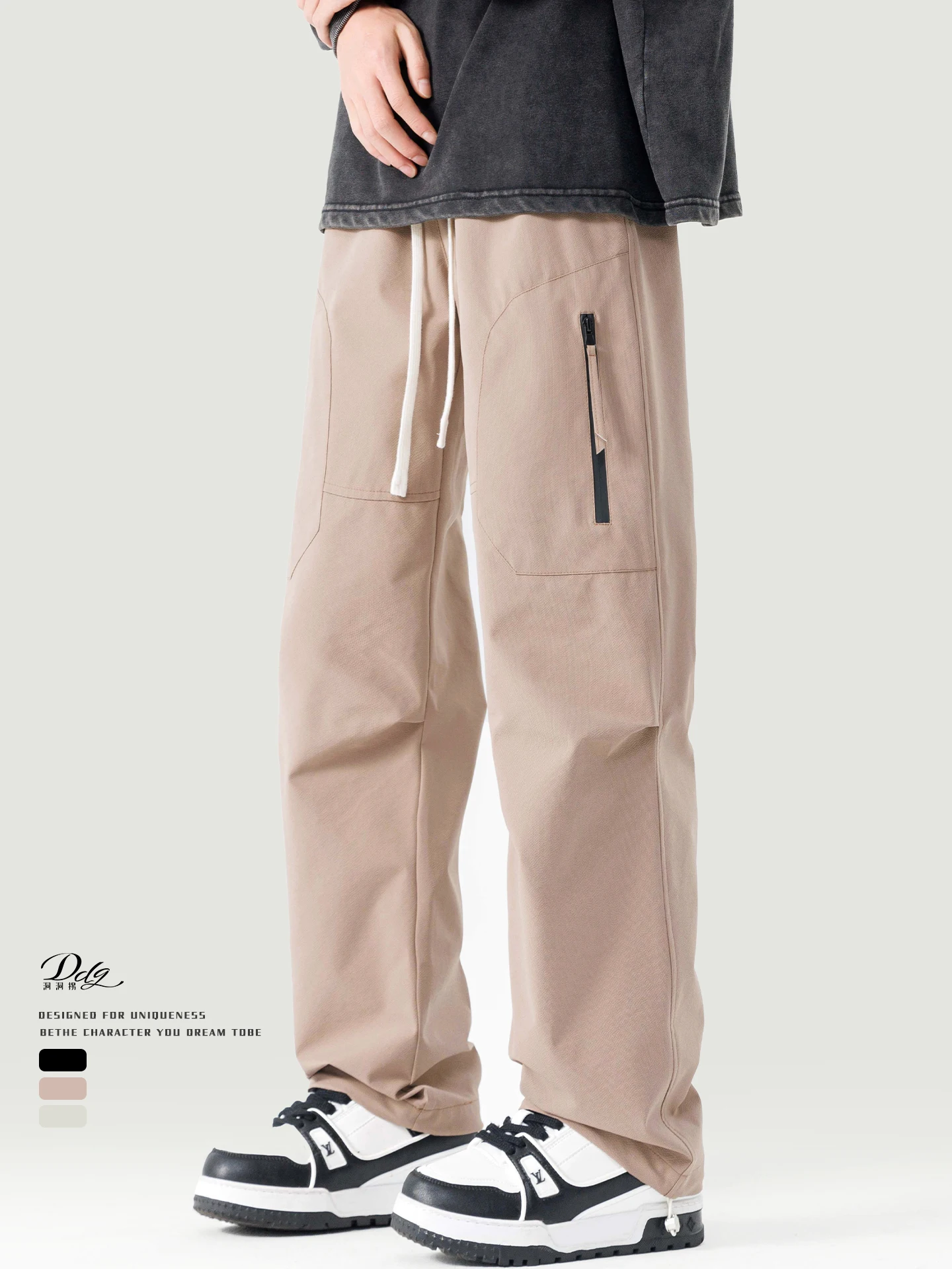 

American Functional Casual Pants Men's Summer Thin Outerwear Loose Straight High-End Feeling Cool Sle Long Pants