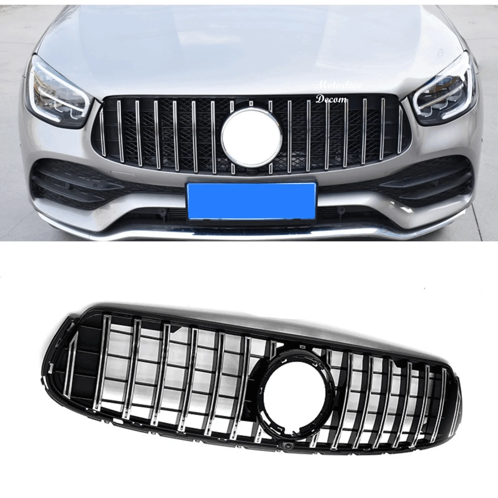 

Front GTR Bumper Upper Grille for 2020-2021 Mercedes Benz W253 X253 Coupe Black Chrome GLC43 AMG