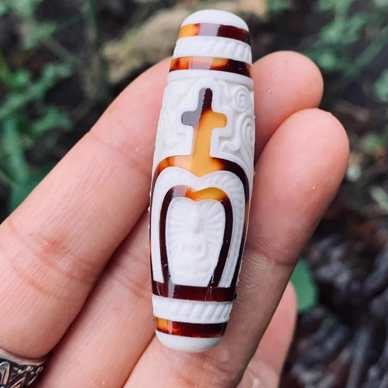 Handcrafted Tibetan Buckhorn DZI Beads Buddhist Vase Symbol DZI Bead