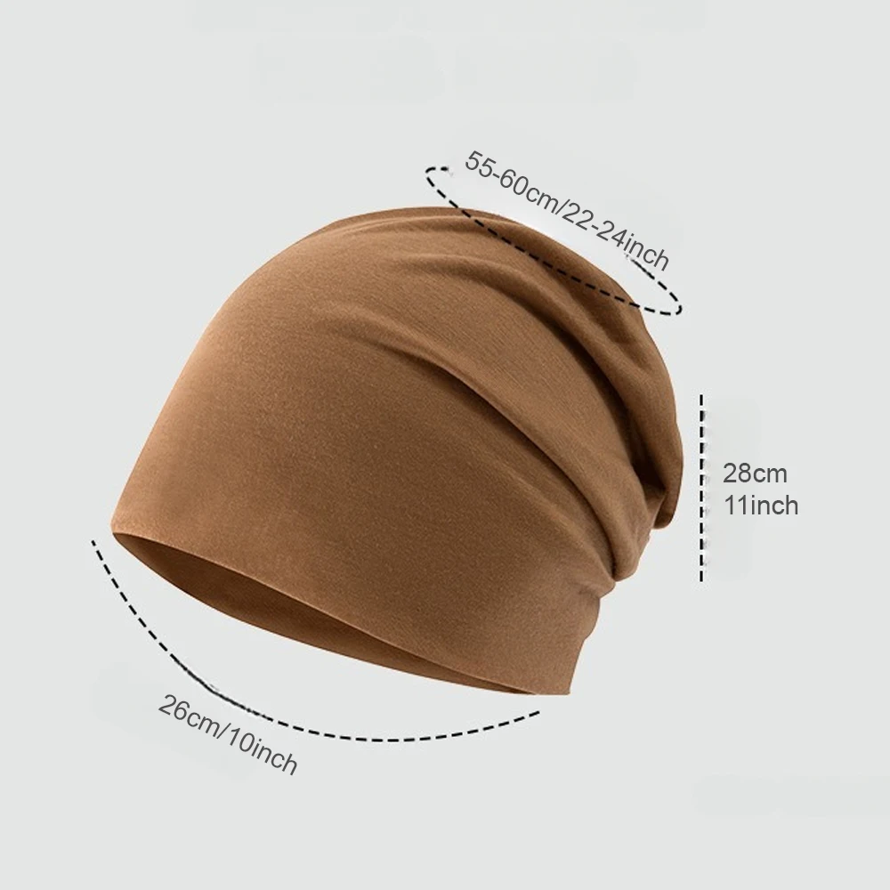 Czapka typu beanie dla kobiet, mężczyzna, jesienno-zimowa, elastyczna, na co dzień, w jednolitym kolorze, luźna czapka po chemioterapii — zdjęcie 4