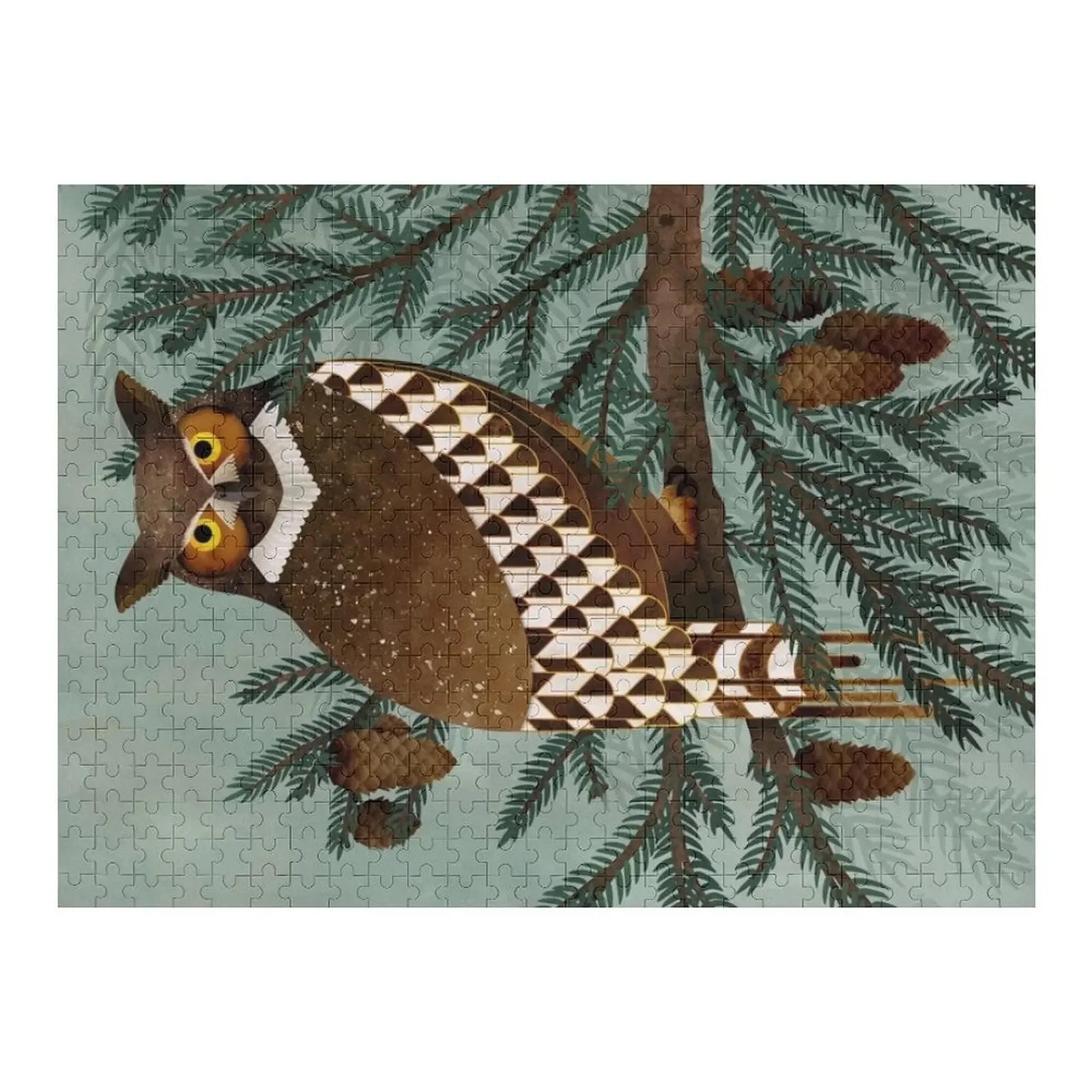 

Пазл с совой и соснами, таможенный с фотопазлом для детей, настраиваемый подарок ребенку, подарочный пазл на заказ