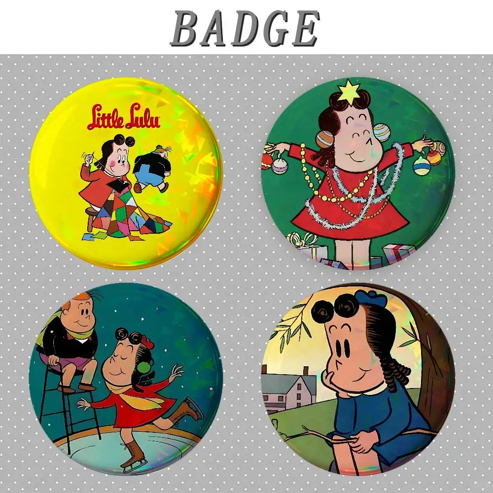 L-Little L-Lulu Cute Badges Tinplate Soft Button Pin Brooch Metal Badge Custom Jewelry Accessories Hat Bag Lapel