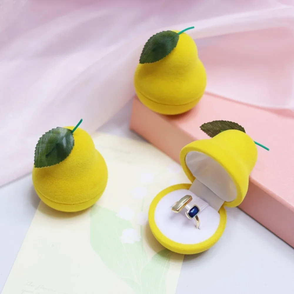 

Anti-collision Cherry Necklace Organizer Pineapple Grape Fruit Ring Box Strawberry Peach Flocked Jewelry Box Gifts