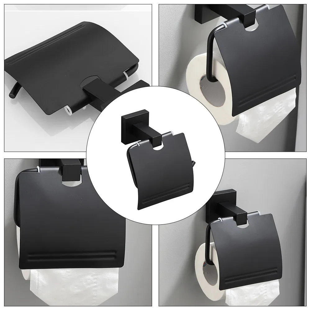 

1pc Black Nordic Style Toilet Paper Holder Stainless Steel Rustproof Bathroom Paper Holder For Home Hotel Office Washroom
