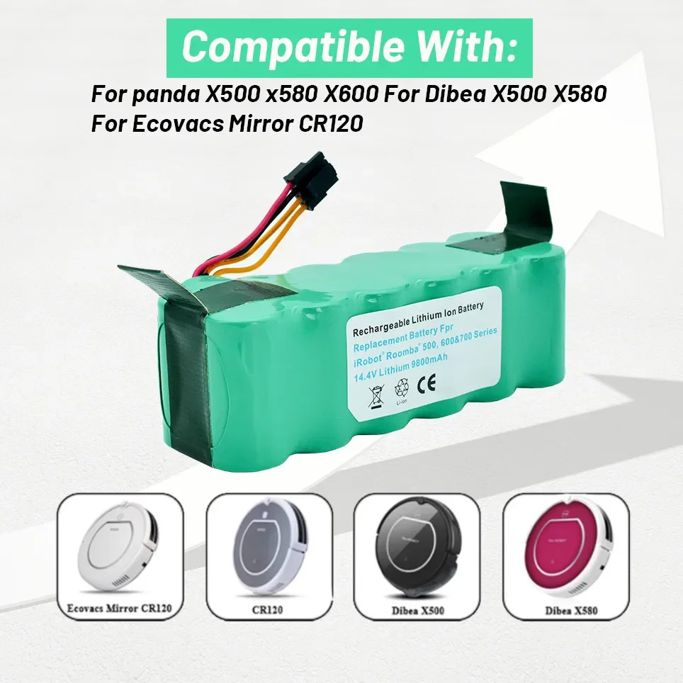 

14,4 V 9800mAh Kehren roboter NiMH batterie für Kitfort KT504 Haier T322 T321 T320 T325/Panda X500 X580/Ecovacs Spiegel CR120