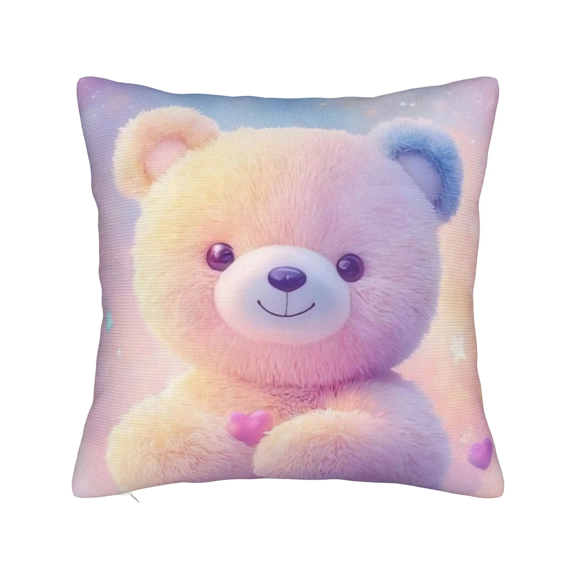 3D Teddys Bear Sweet Cartoon Lovely Pillowcase Polyester Cushion Cover Decorations  Pillow Case Cover Home Zippered 45*45cm
